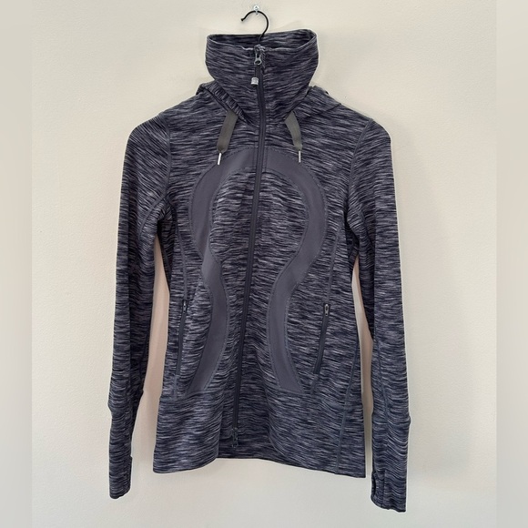 Lululemon 1st Edition Stride Fitted Activewear Heather Grey/Black Hooded Jacket - Picture 8 of 8
